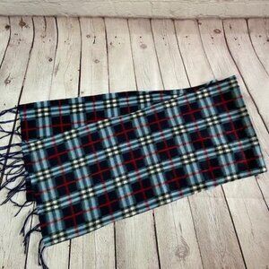 CUTE Soft Plaid Blue Red Scarf with Fringe